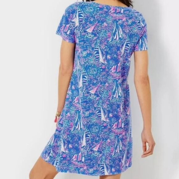 🆕 Lilly Pulitzer Cody Short Sleeve Dress in Boca Blue It's a Sailabration XS - Picture 5 of 11